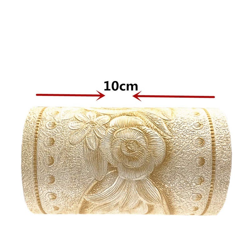 Yija 5 Meters Royal Peony 3D Self Adhesive Peel and Stick Waterproof Wall Border Easy to Apply 4 Inch by 16.5 Feet (Light Yellow) - Image 4